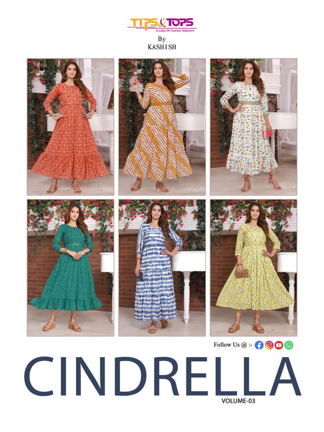 Tips And Tops Cindrella Vol 3 Georgette Anarkali Kurti Collection
